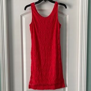 Ya Los Angeles Vibrant Red Lace Mini Dress